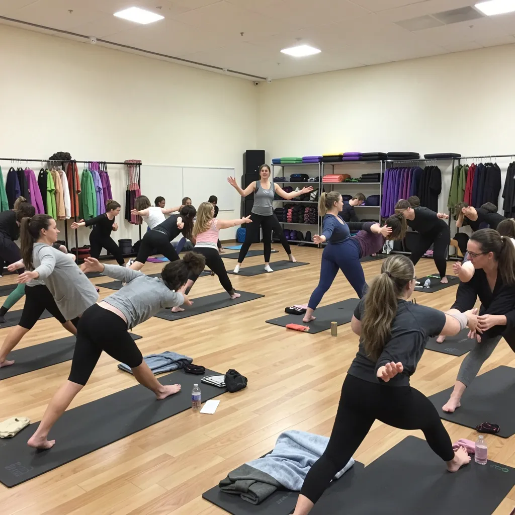 People in a studio following a standing movement pattern